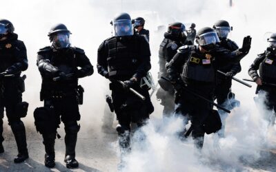 California highway patrol confronts risks during violent immigration raid protests in Los Angeles.